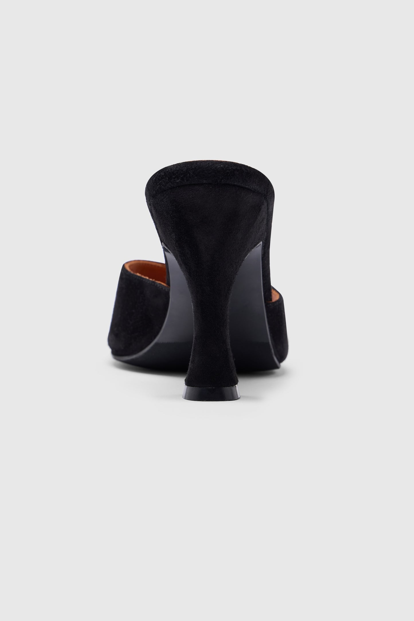 Black suede heeled 90s mules