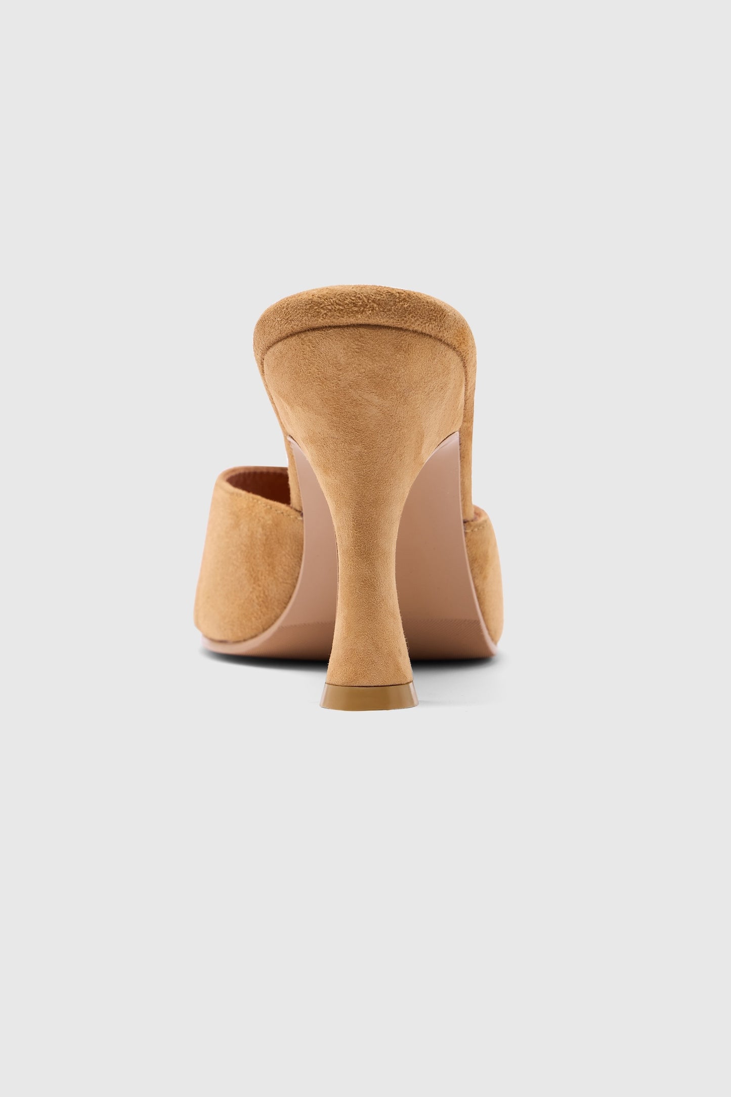 Tan suede heeled mules