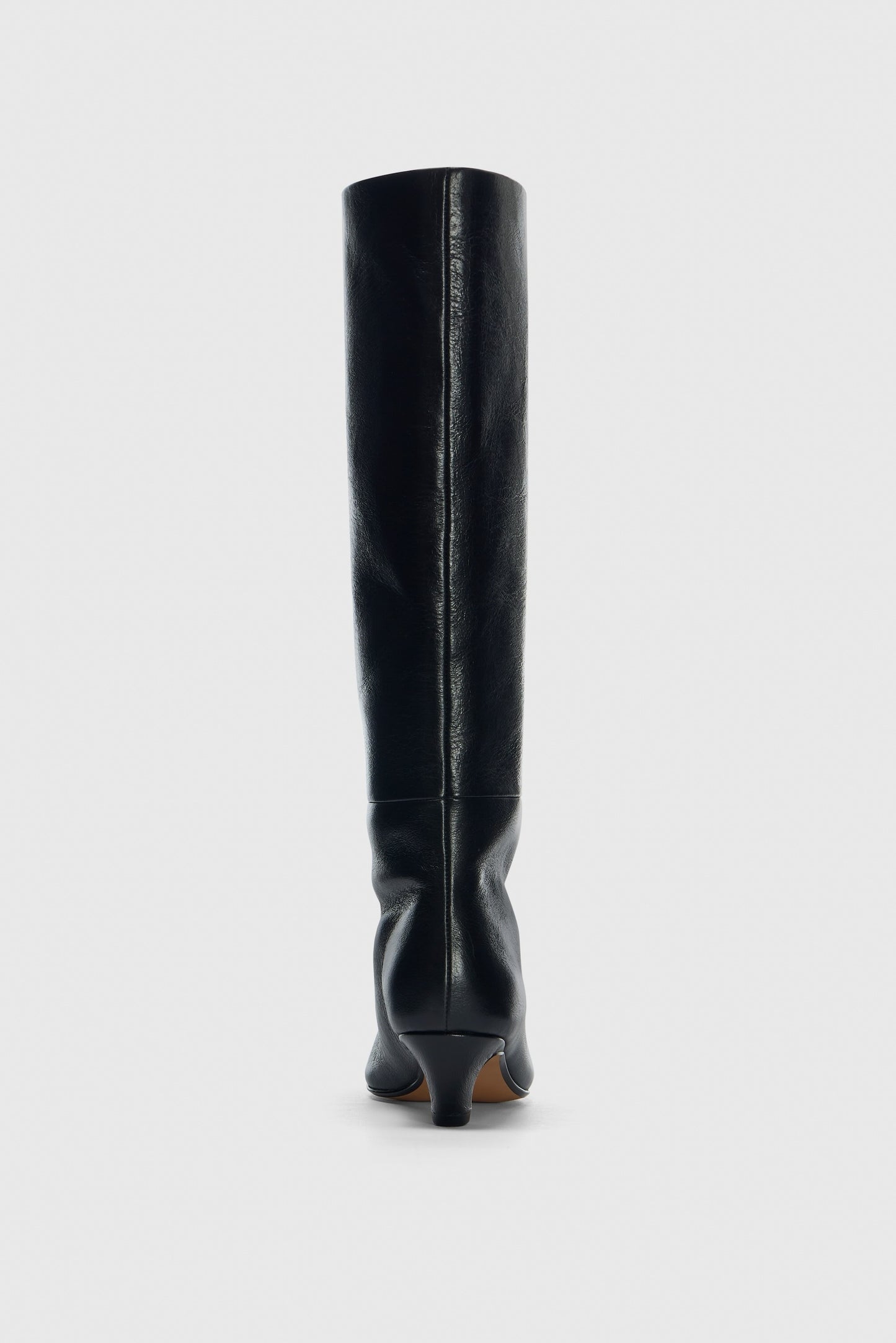 BLACK LEATHER KNEE HIGH BOOTS
