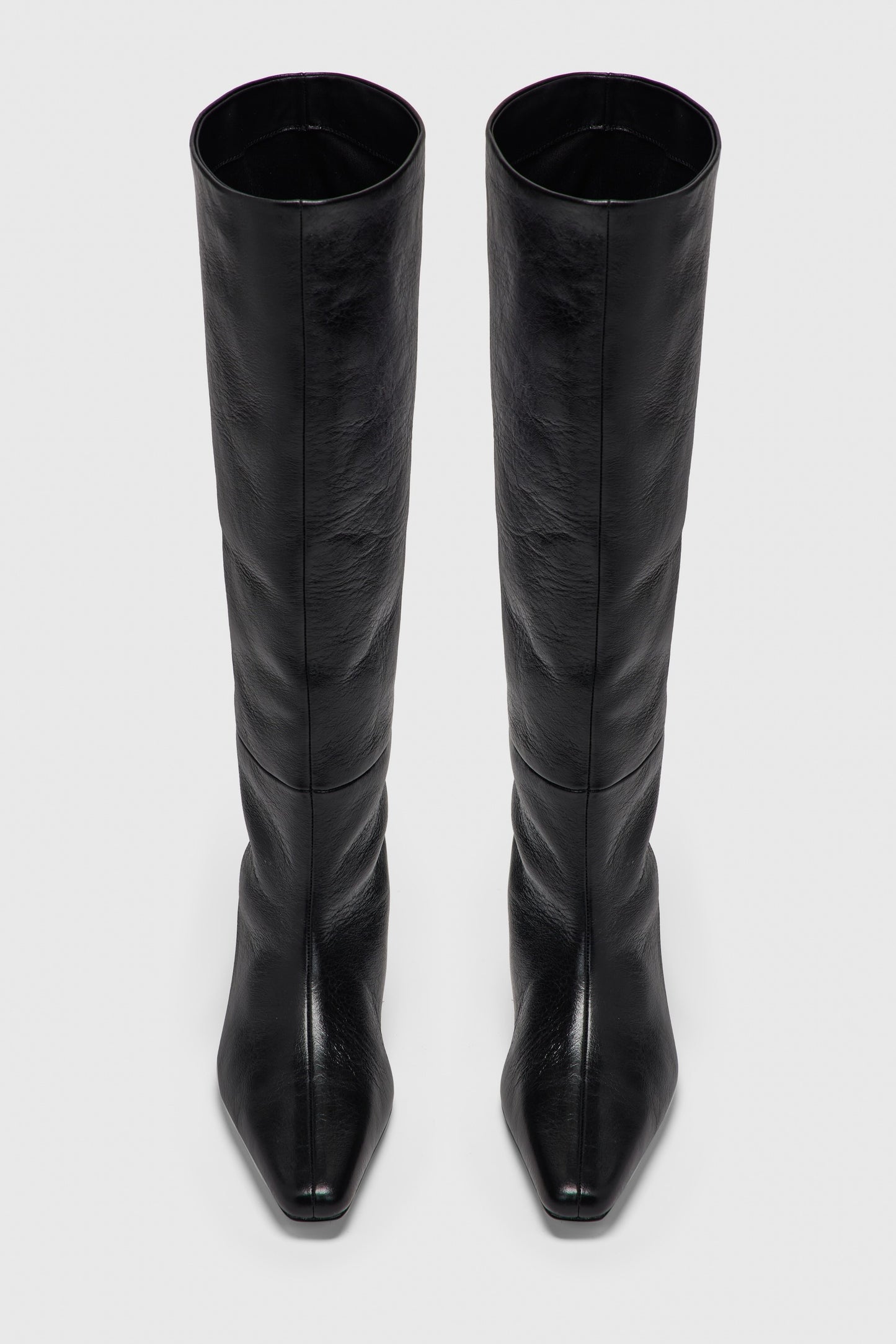 BLACK LEATHER KNEE HIGH BOOTS