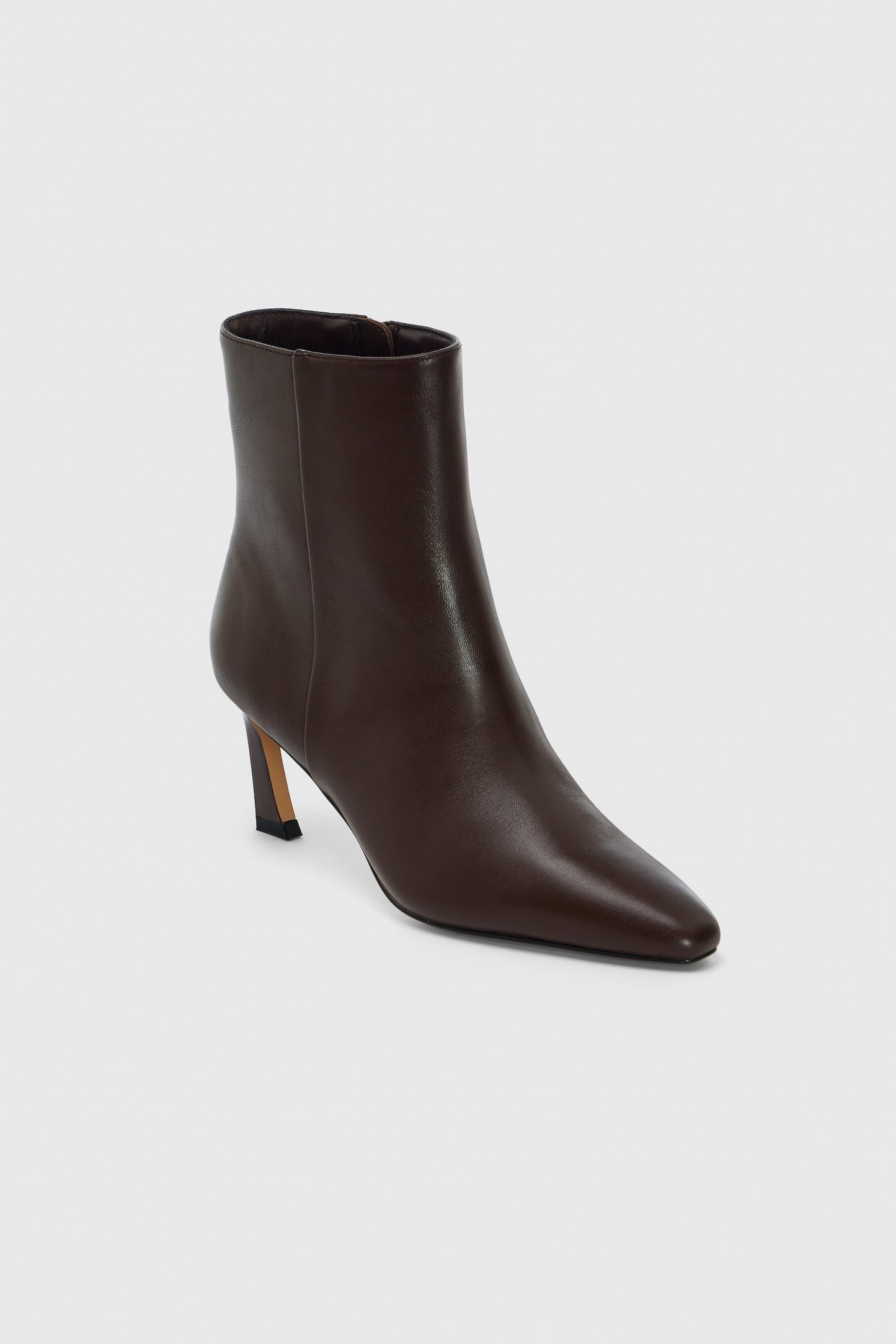 Dark brown leather zip up ankle boots
