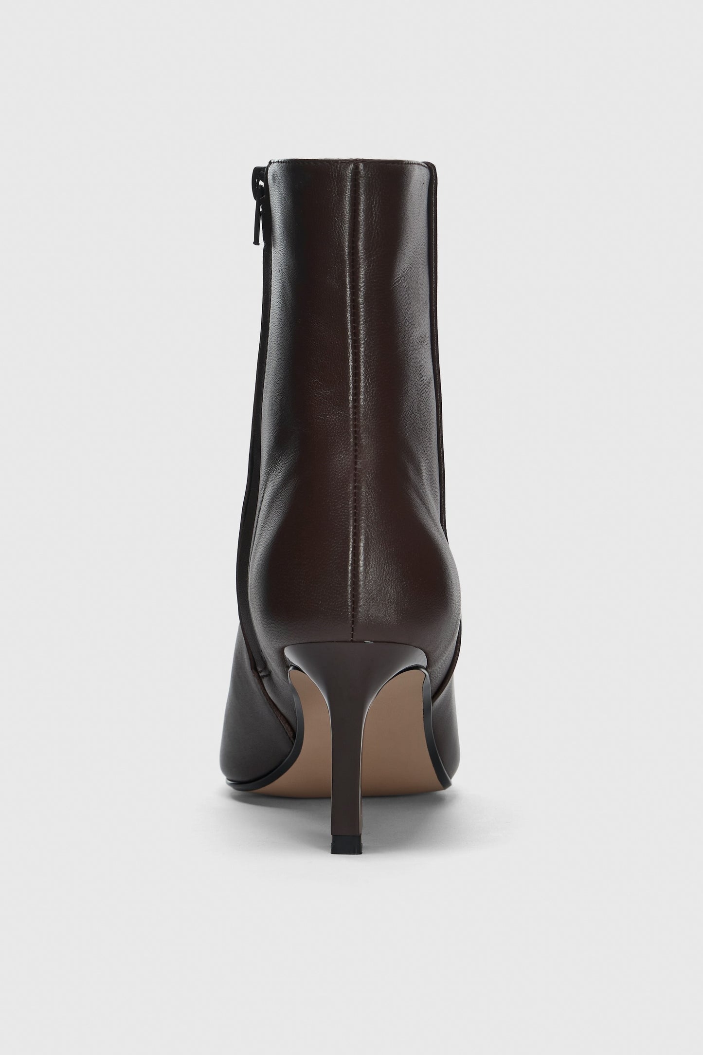 Dark brown leather zip up ankle boots