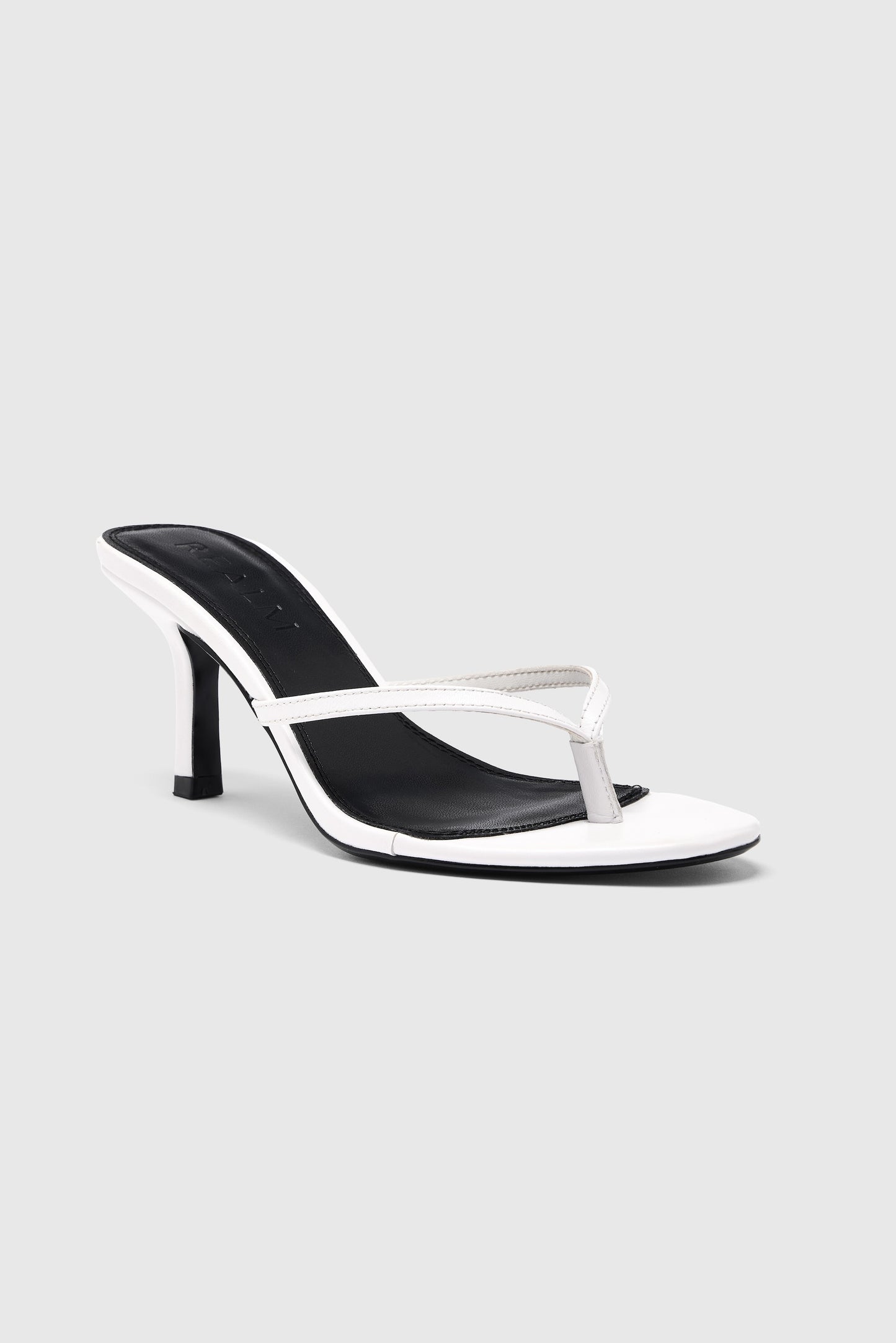 White toe thong kitten heel sandals
