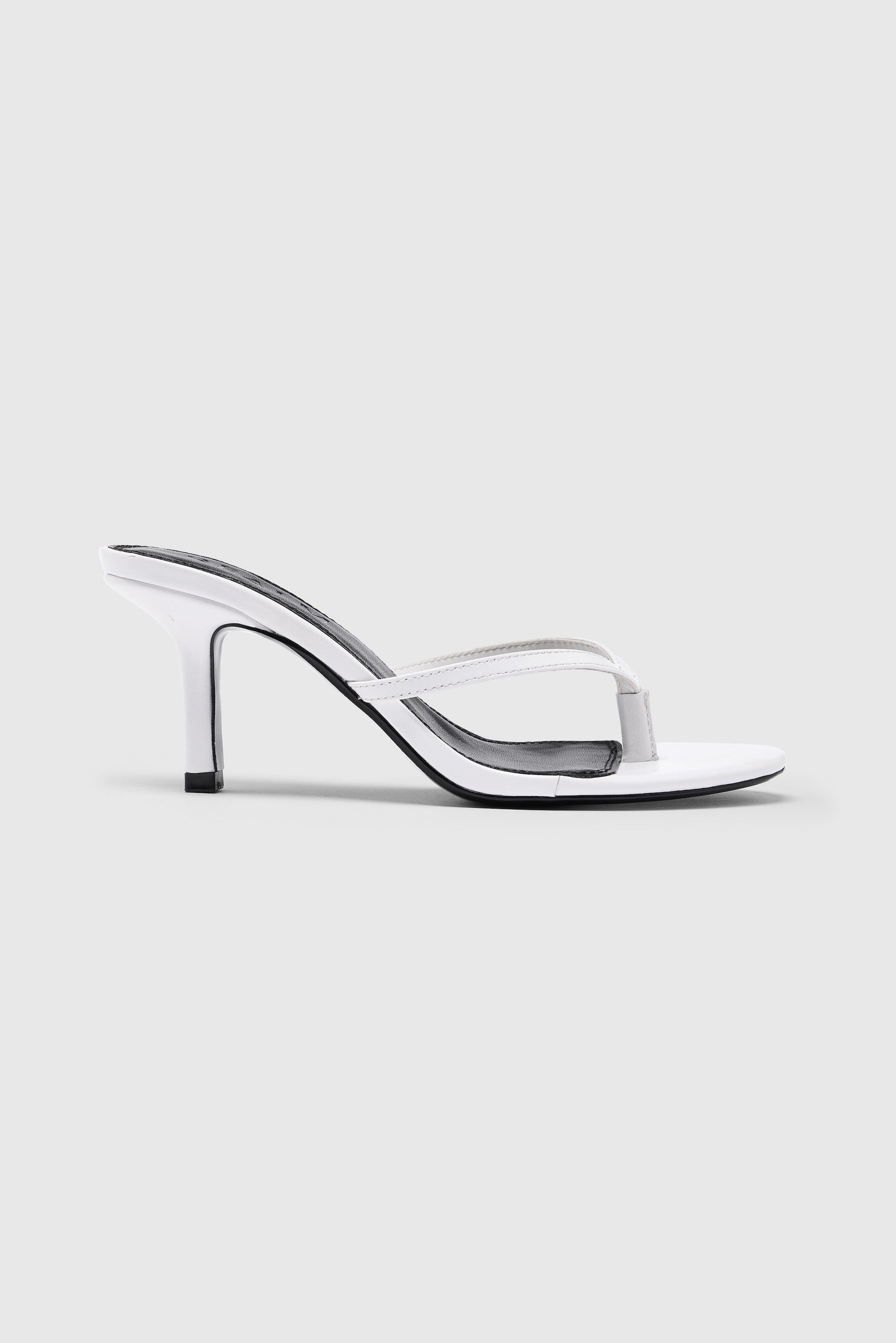 White toe thong kitten heel sandals