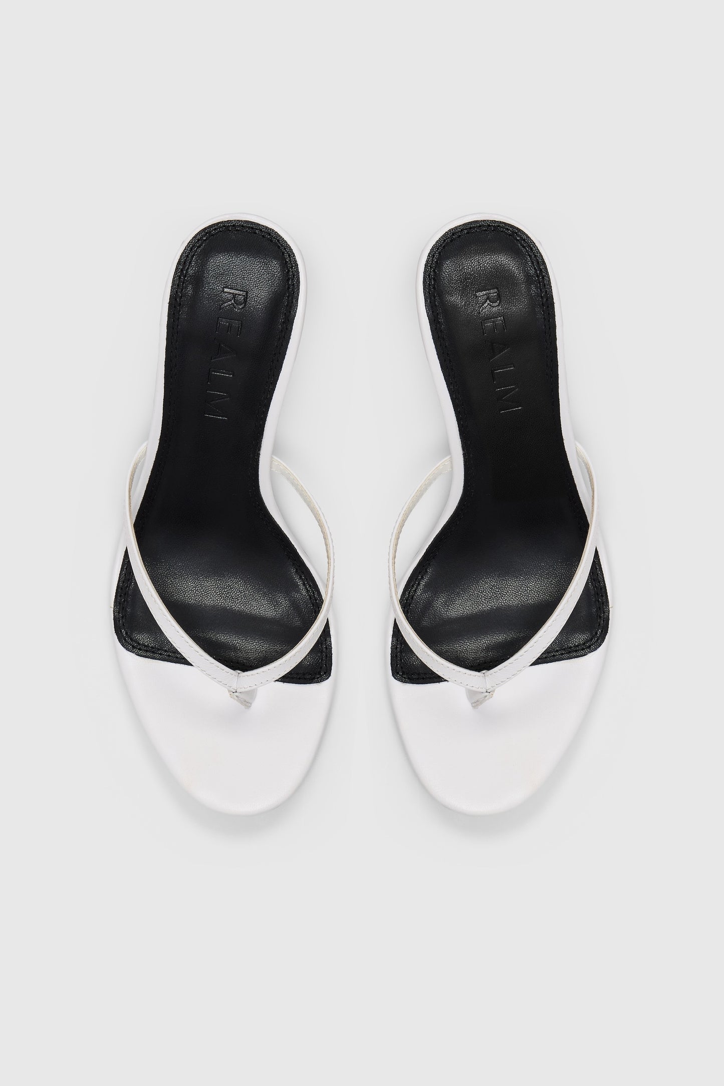 White toe thong kitten heel sandals