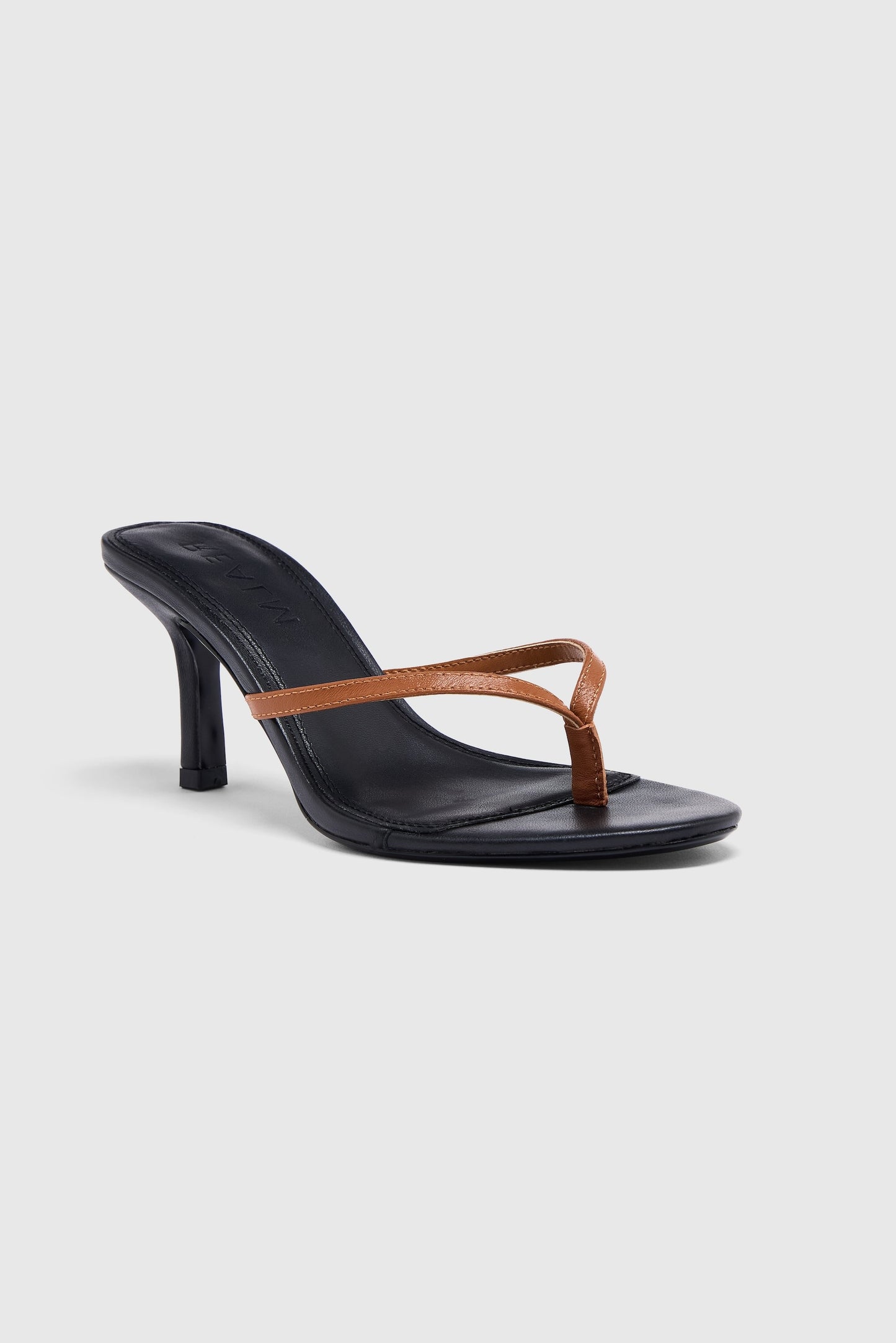 Tan toe thong kitten heel sandals