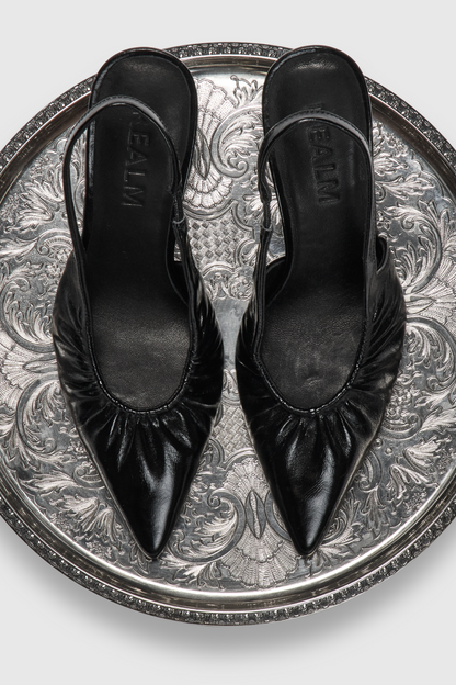 Cascade Slingbacks | Noir Gloss Leather