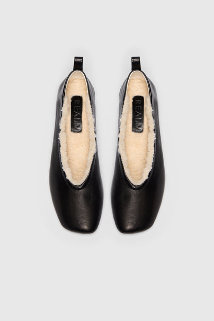 Cadence Ballet Flats | Noir Shearling