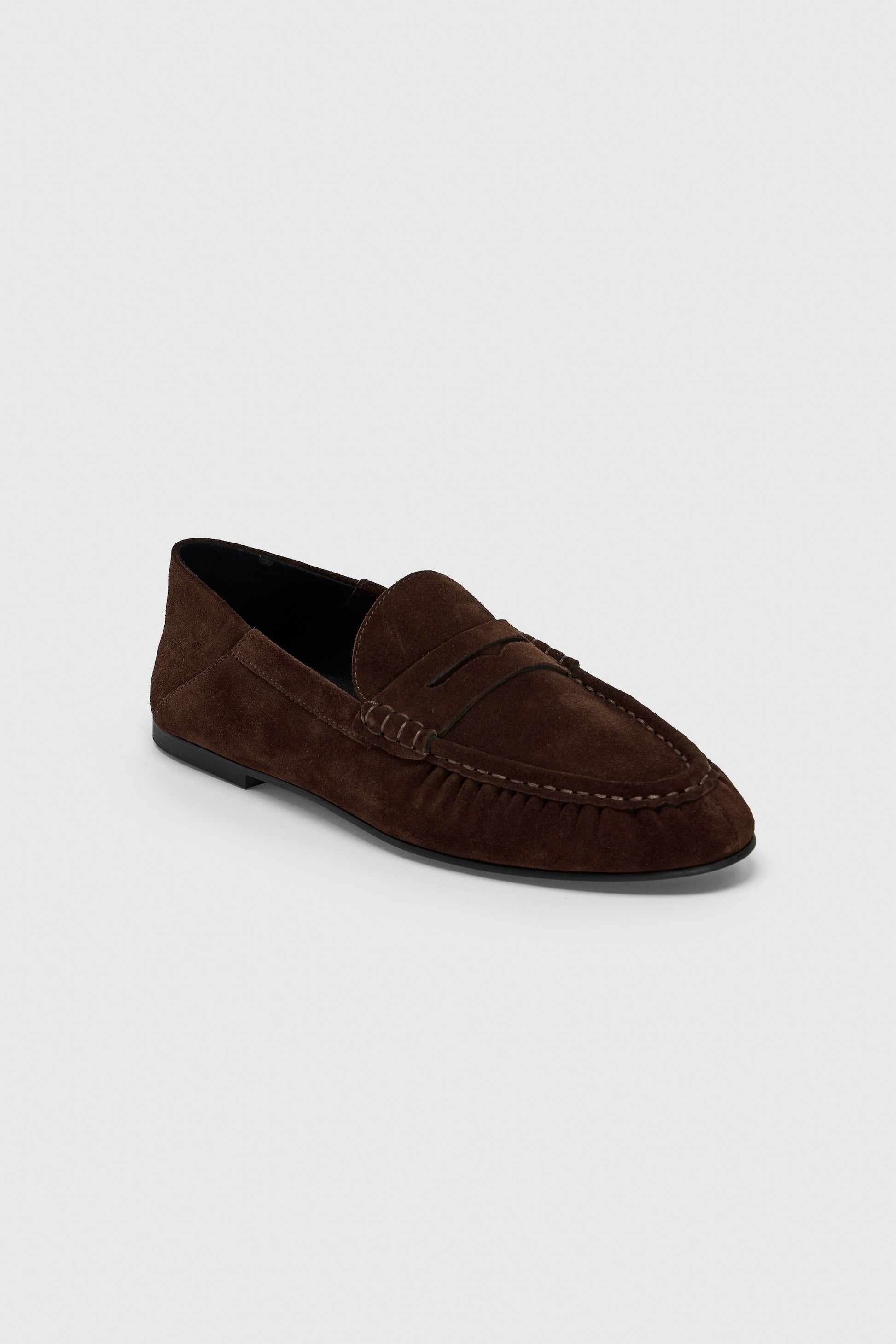 Dark brown suede loafers