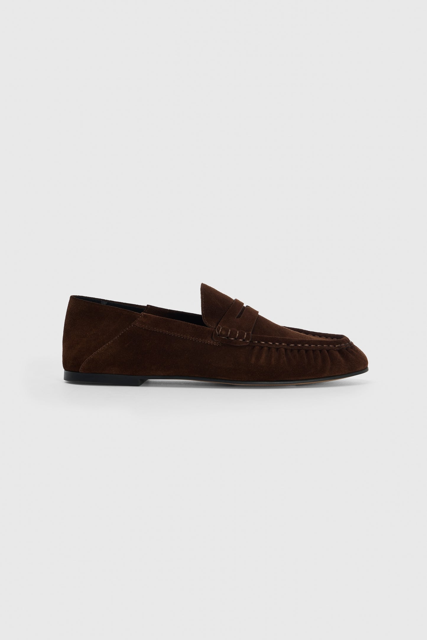 Dark brown suede loafers