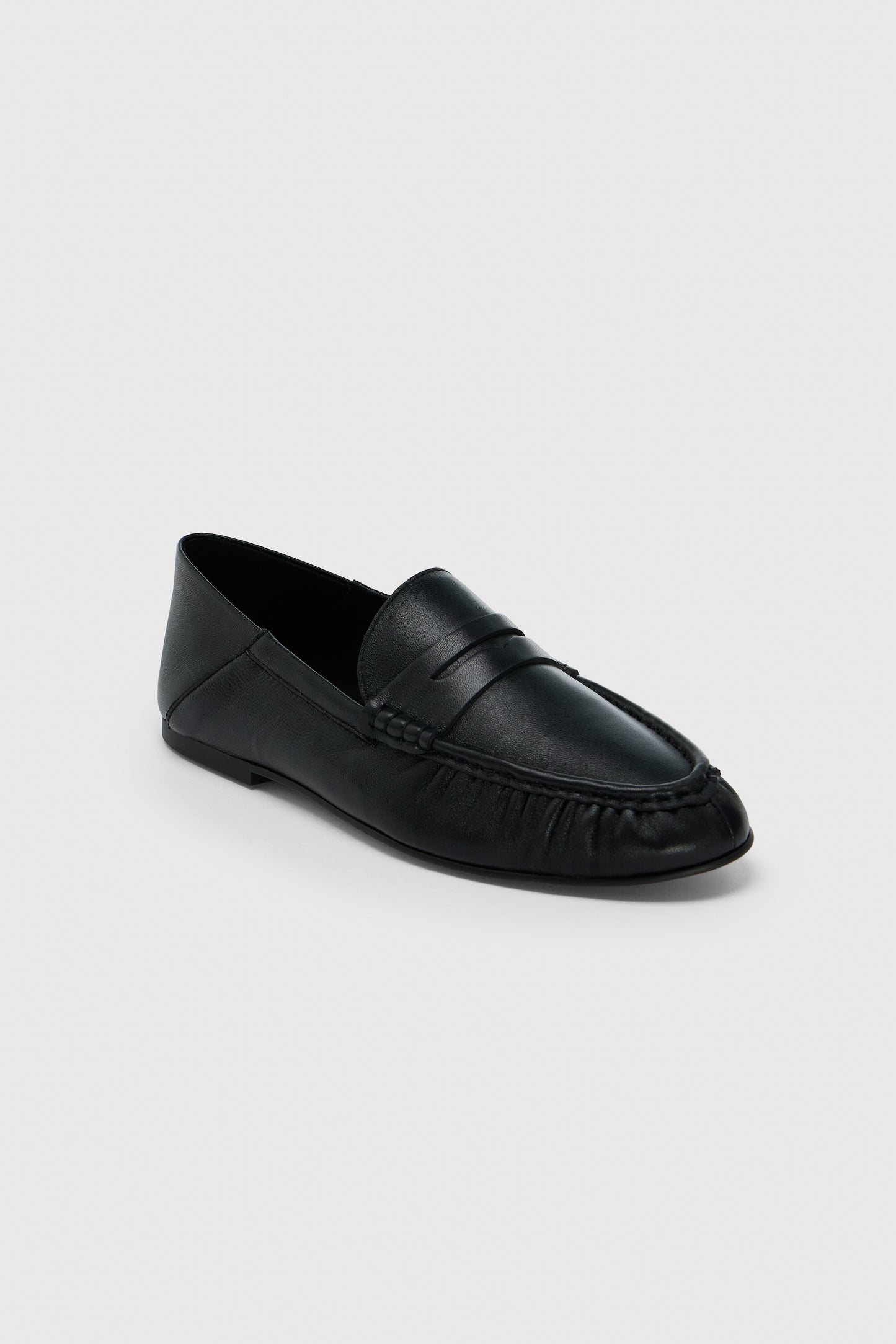 Black leather loafers