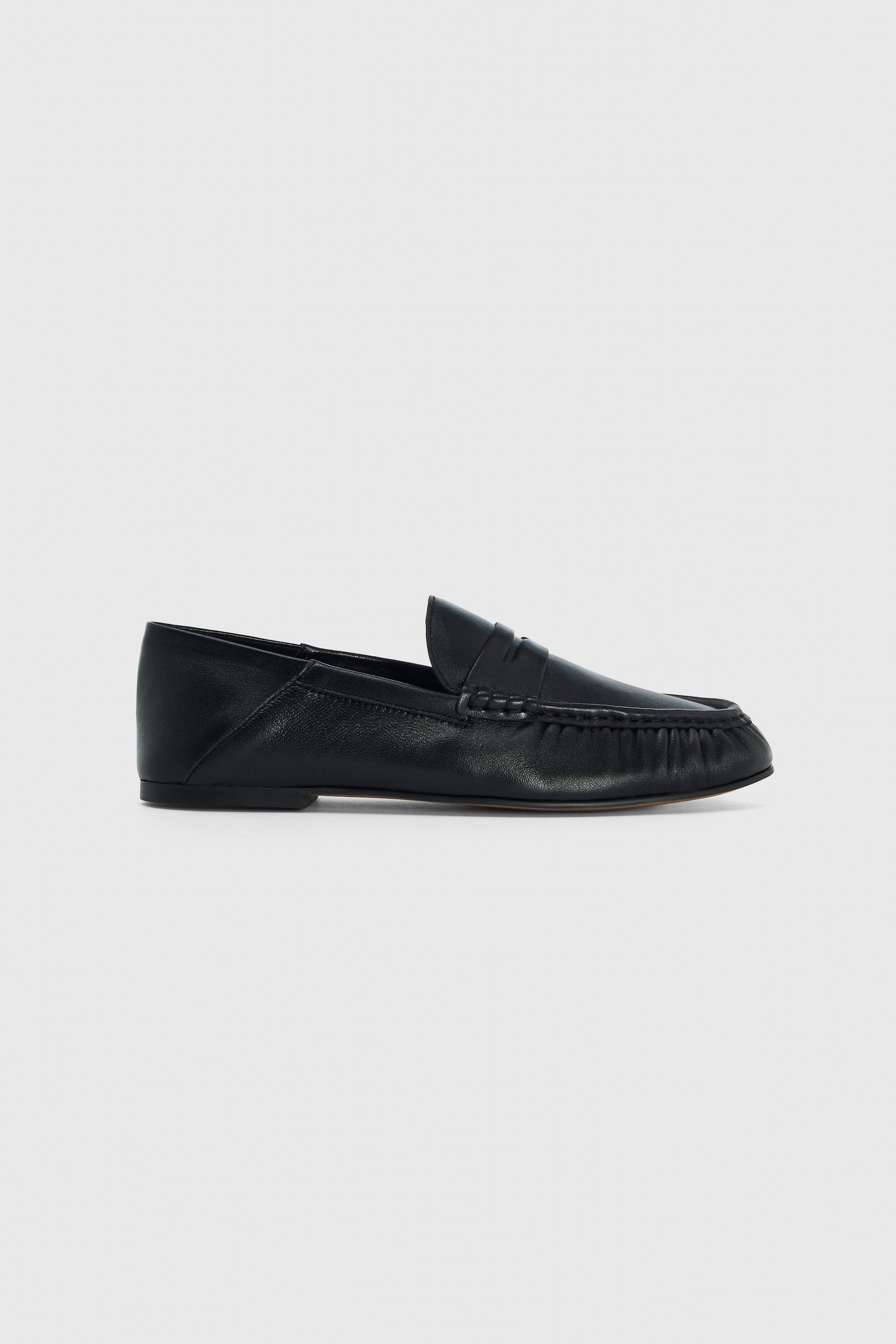 Black leather loafers