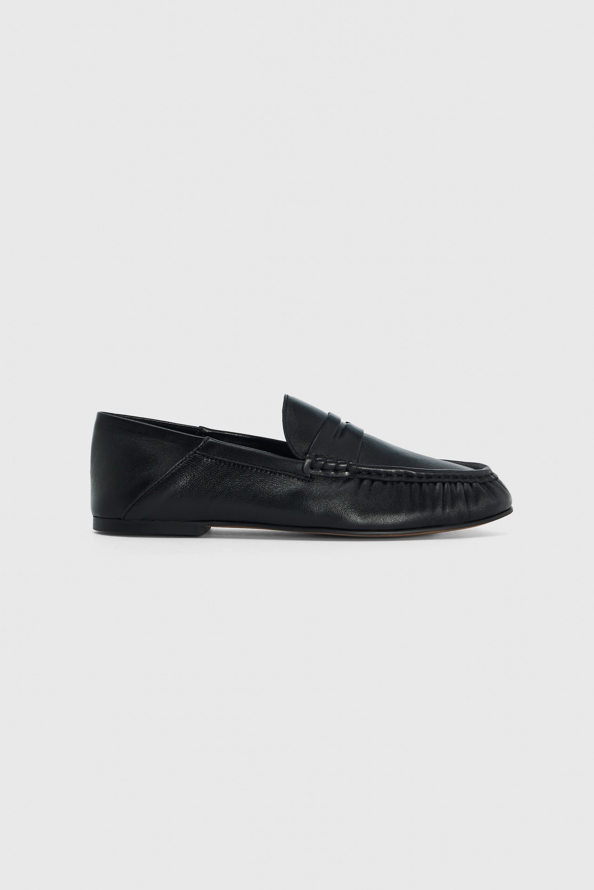 Black leather loafers