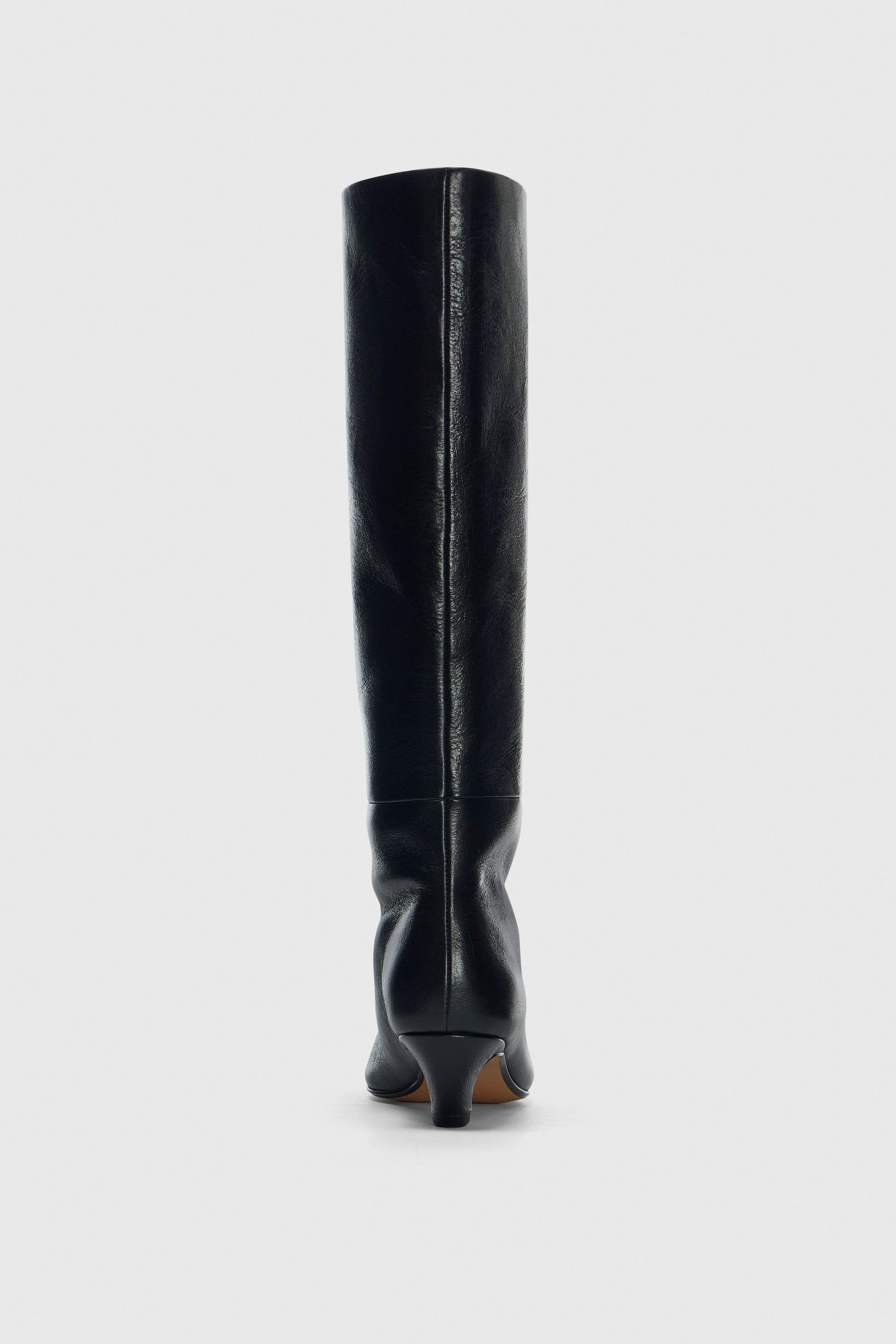 BLACK LEATHER KNEE HIGH BOOTS
