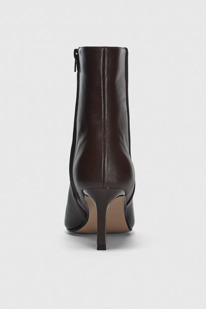 Dark brown leather zip up ankle boots 