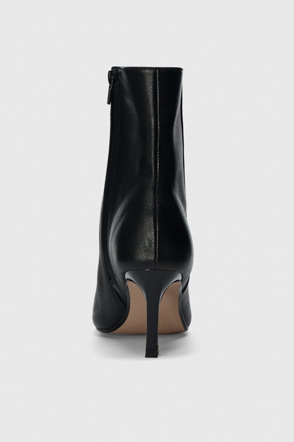 Black leather zip up ankle boots 