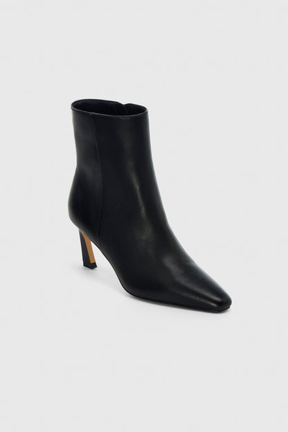 Black leather zip up ankle boots 