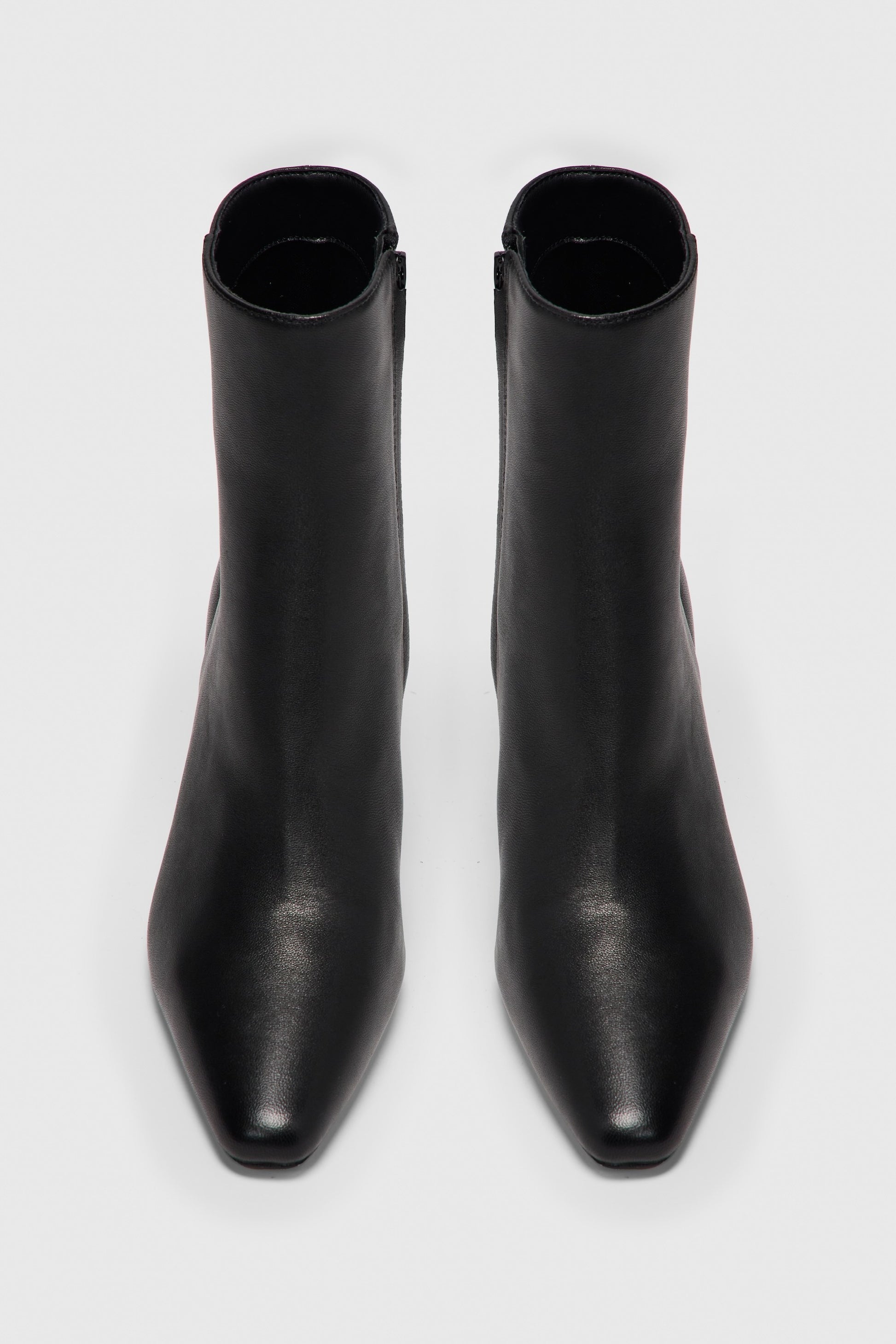 Black leather zip up ankle boots 