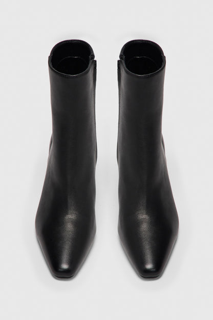 Black leather zip up ankle boots 