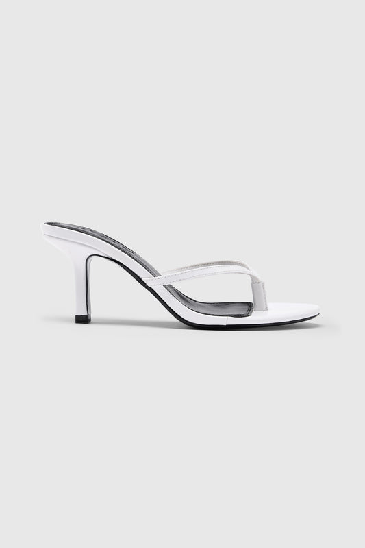 White toe thong kitten heel sandals 