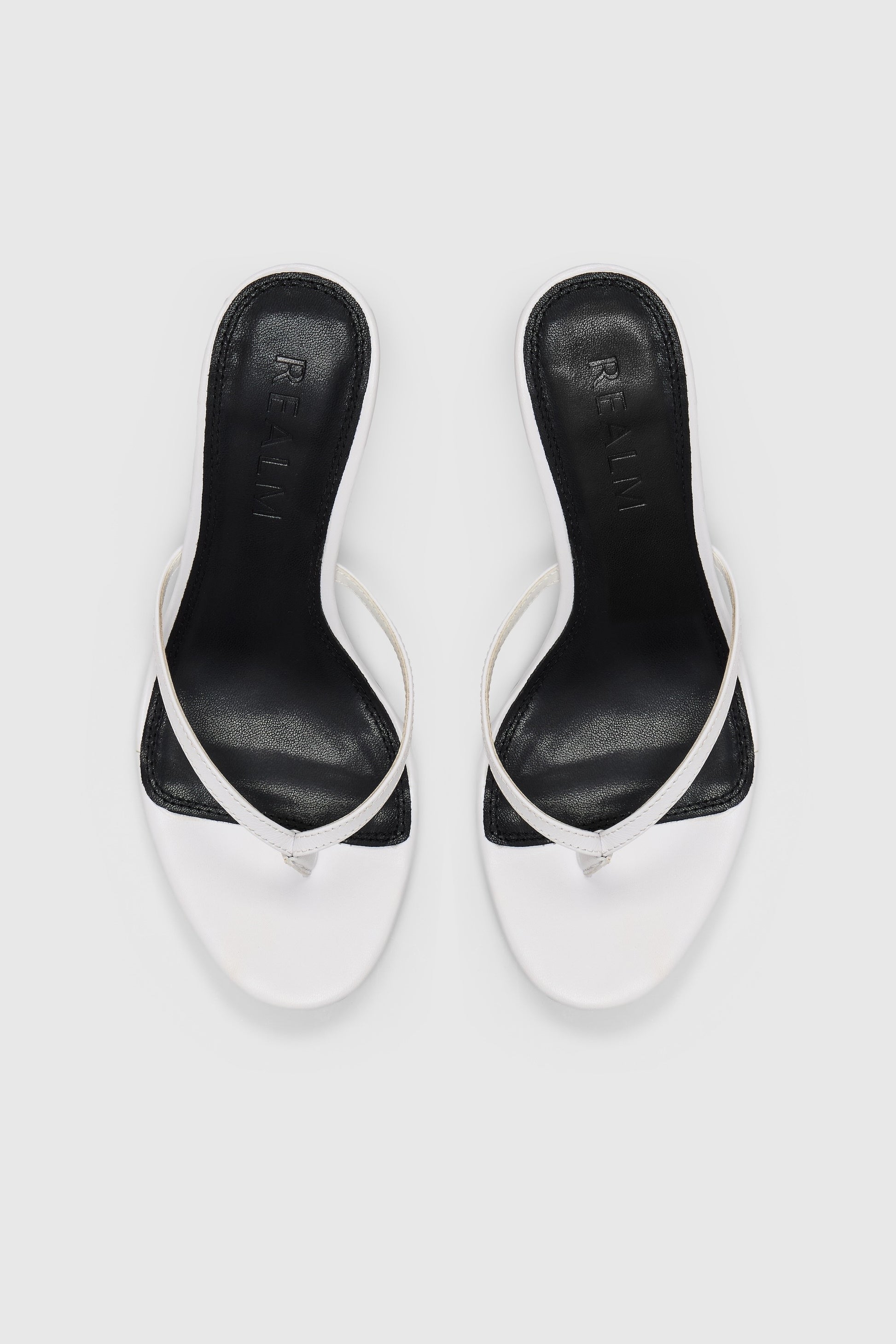 White toe thong kitten heel sandals 