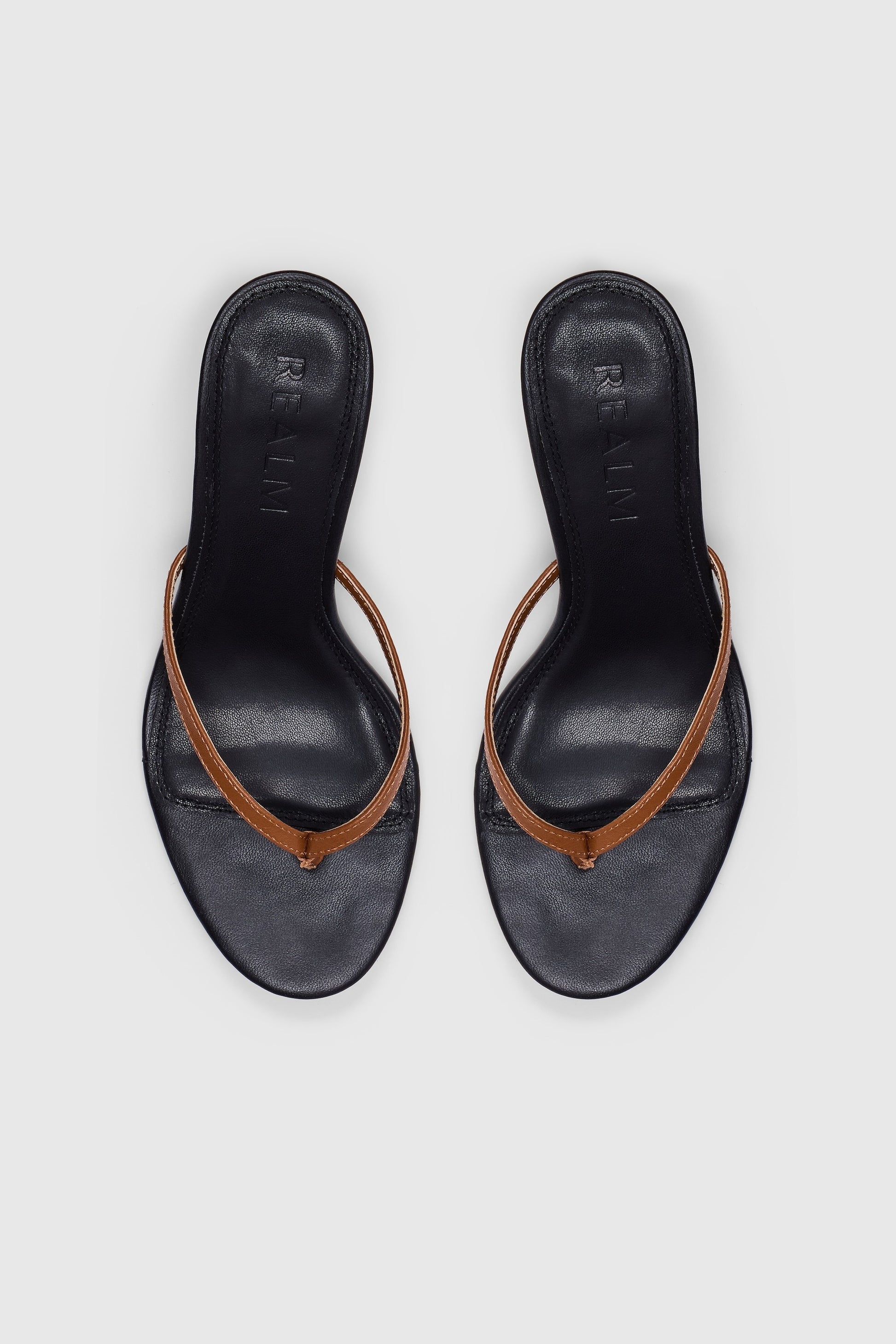 Tan toe thong kitten heel sandals 