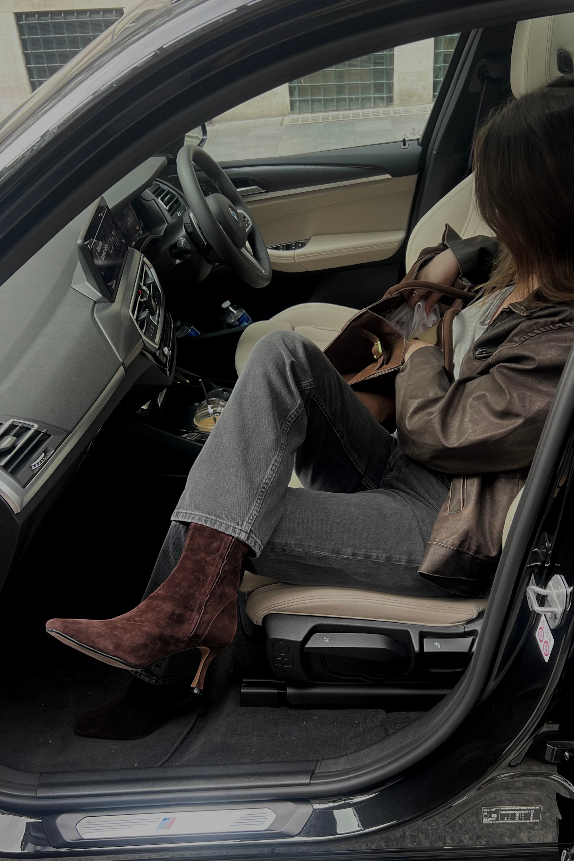 Brown suede ankle boots